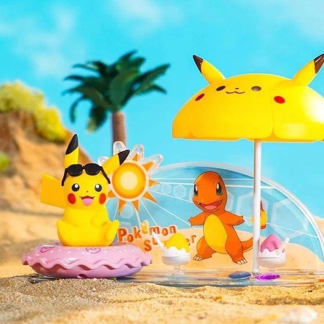 Figure Pokemon Beach Summer Scene Set Action Figure Original Charmender Evee Pikachu Pajangan Meja
