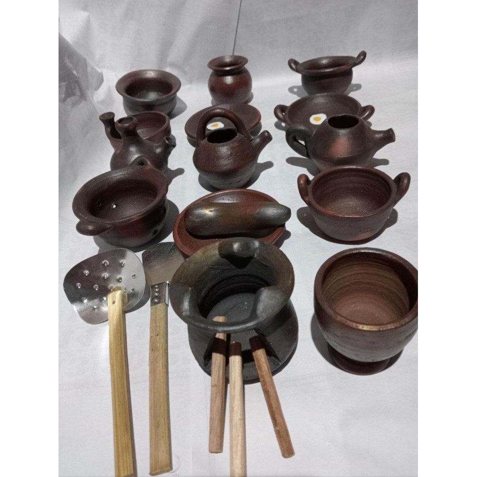 Han Hotsale 1 Set Pasaran Anak Miniatur Alat Masak Gerabah Tanah Liat