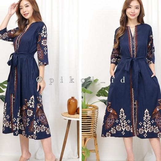 Dress Panjang Wanita Lengan Panjang Batik Ern / Dress Hitam Batik