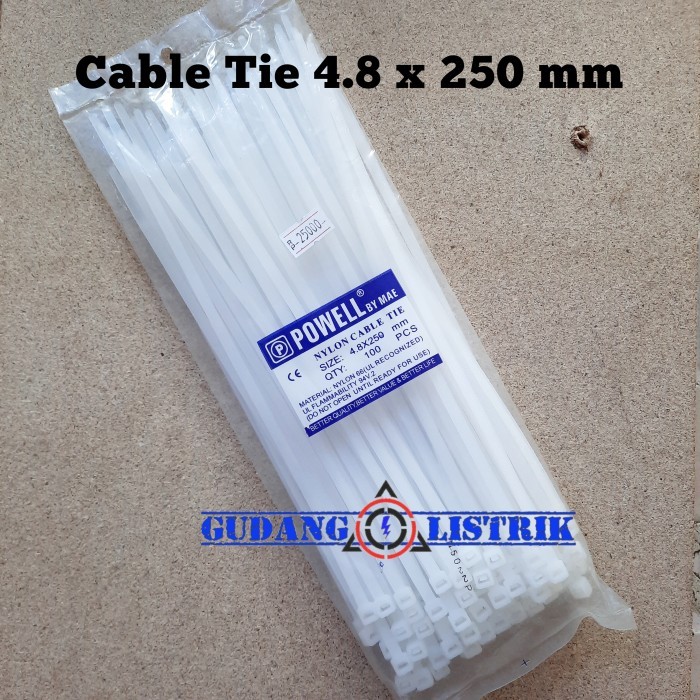 

yang dicari] POWELL Kabel Tie Tis Zippers Tali Nylon 4.8 x 250 Cable Ties 25cm