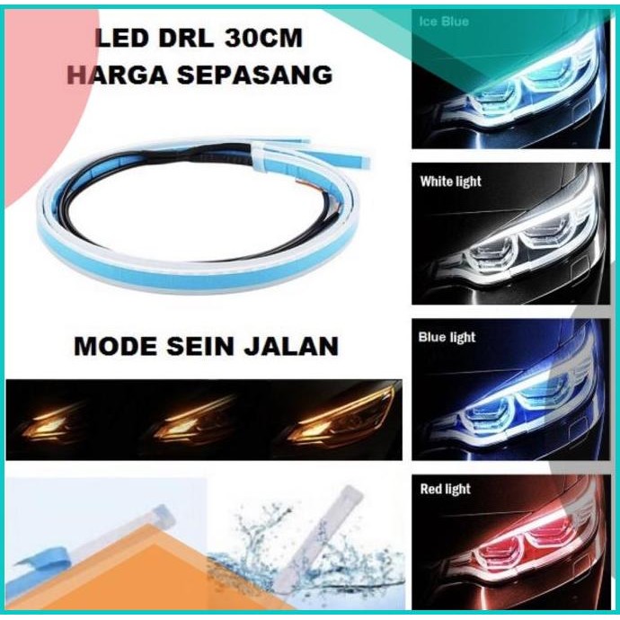 Lampu Alis LED DRL Lampu Sein Runing Turning Led Mobil Motor 30 Cm 8JV