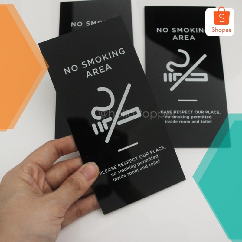 Murah No Smoking Sign Akrilik | Signage No Smoking Area | Label Akrilik Elegan