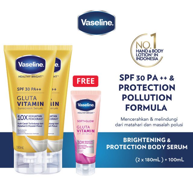 Buy 2x Vaseline Vitamin Serum SPF30 180ML Free Vaseline Soft Glow 100ml