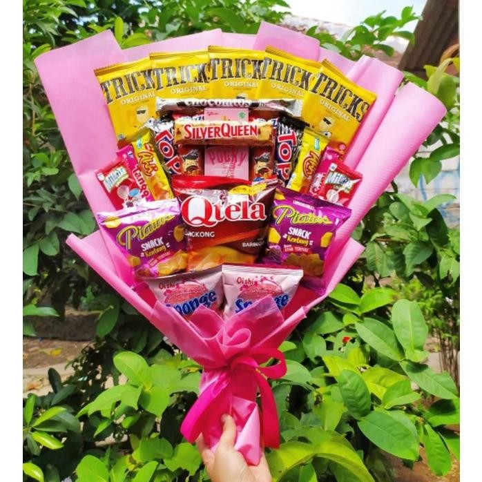 

wes-24 buket BIG CANTIK TRICKS/paket/bingkisan Snack Ulang Tahun/Ultah/ Wisuda/Kado/Hadiah Viral