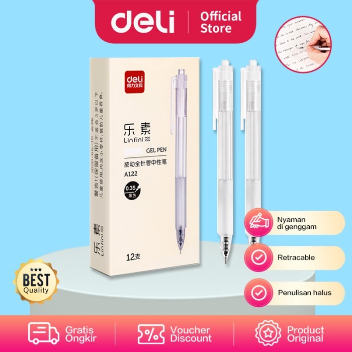 

Deli Gel Pen / Pulpen Gel 0.35mm Penulisan Halus Nyaman Digenggam A122