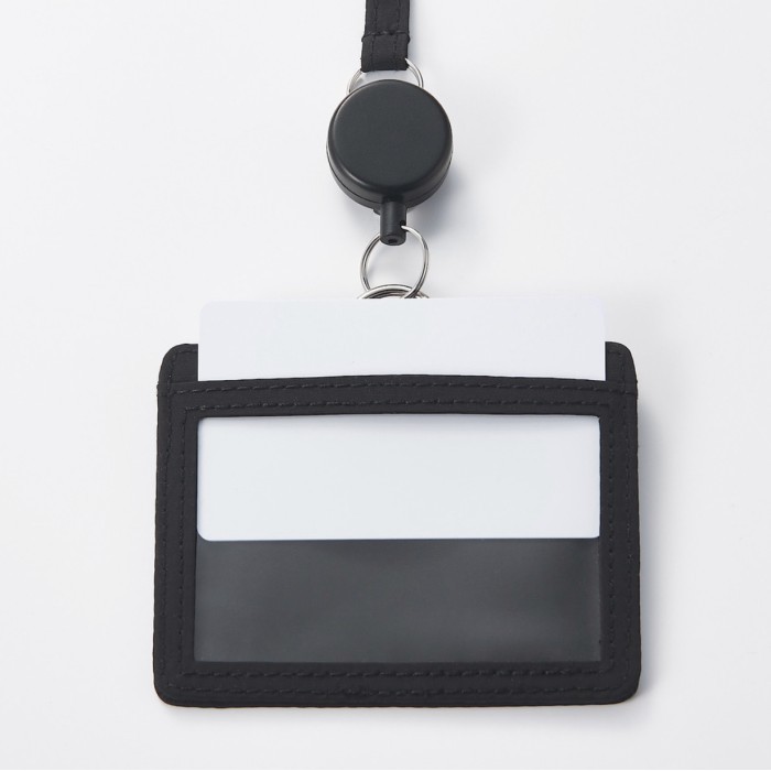 

Terbaru!!! MUJI Stretchy Polyester Card Holder W Reel Black/Name tag ID Card hold