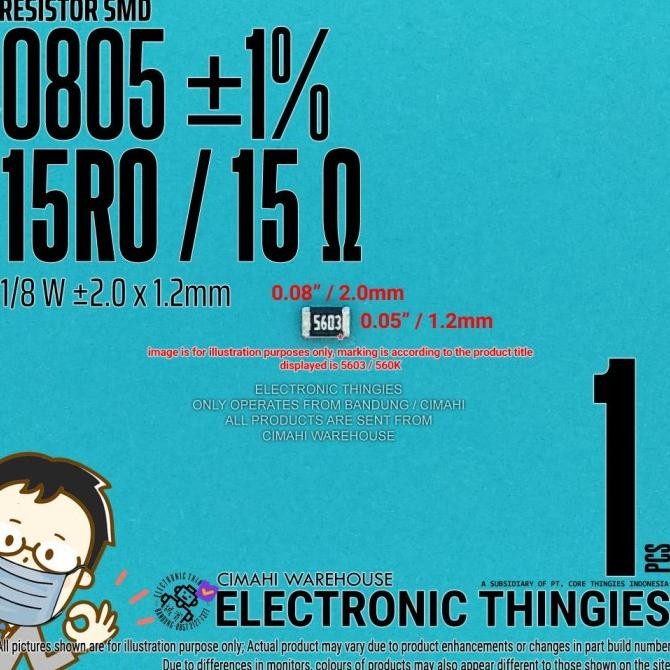 (20) 15R0 RESISTOR 0805 1/8W 1% 15 OHM thingie43 dijamin
