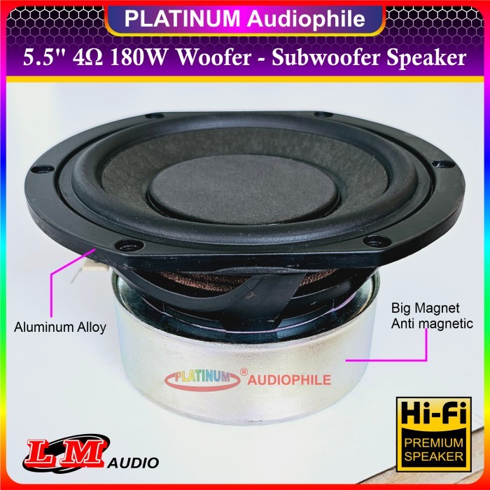 Speaker 5.5 Inch Subwoofer Woofer Bass 4 ohm 180 Watt 5" Hifi Premium