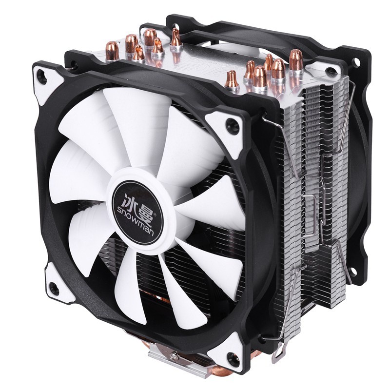 ⚡️Snowman M-T6 4Pin CPU Cooler Master 6 Heat Double Fans 12cm Dukungan Kipas Pendingin Intel AMD Di 