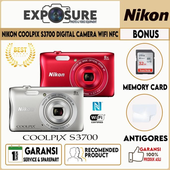 PROMO!! Nikon Coolpix S3700 WIFI NFC / Kamera Pocket Nikon Coolpix S3700 WIFI