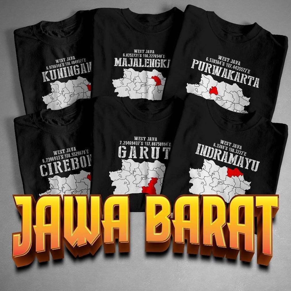 Promo Kaos Peta Nama Kota Jawa Barat Kaos Distro Pria Wanita