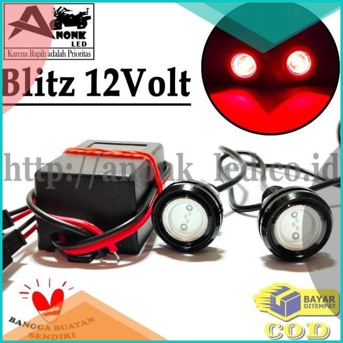 Lampu Led Blitz Pesawat 12v/Lampu Blitz Kedip Pesawat 12v - MERAH 8JVL