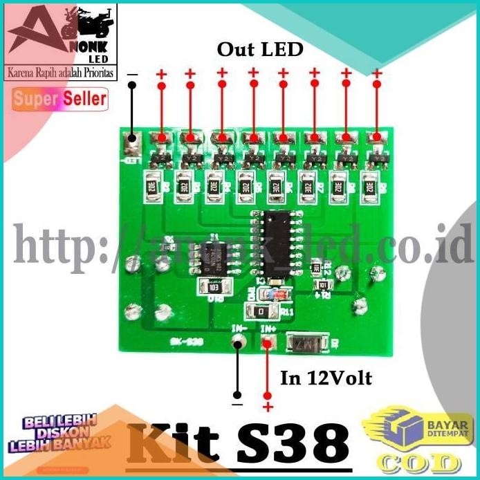 Kit modul Strobo 8Channel - Kit Modul Led BK-S38 - Modul 8TR Combinasi