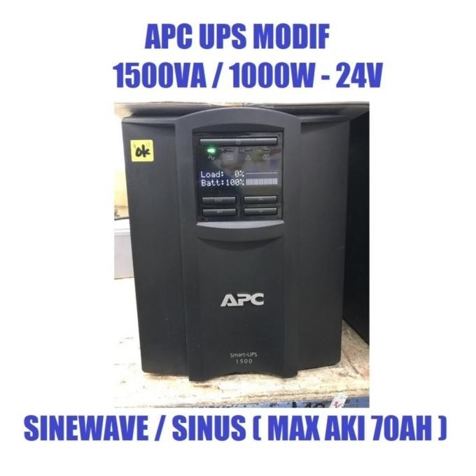 APC UPS MODIF 1500VA / 1000W - 24V MAX AKI 70AH SINEWAVE / SINUS