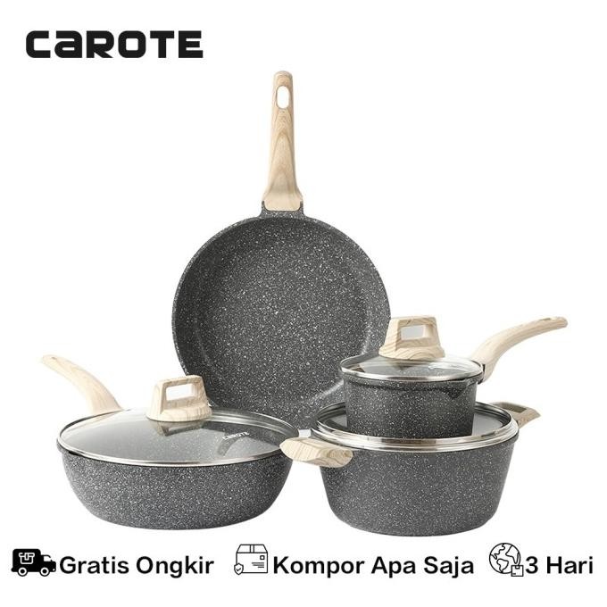 TERBARU Carote Essential Woody Antilengket Peralatan Masak 7PCS Peralatan