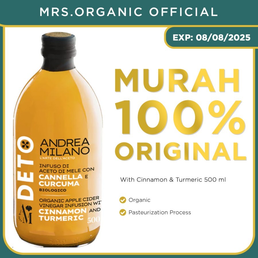 

Andrea Milano Organic Infusion Apple Cider Vinegar With Cinnamon & Turmeric 500 Ml