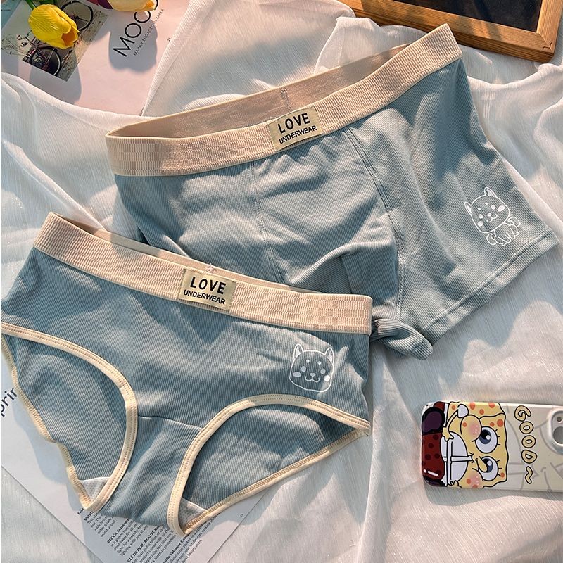 New Couple Underwear Pure Cotton Sexy Cute Couple Thread Underwear Shorts Suit