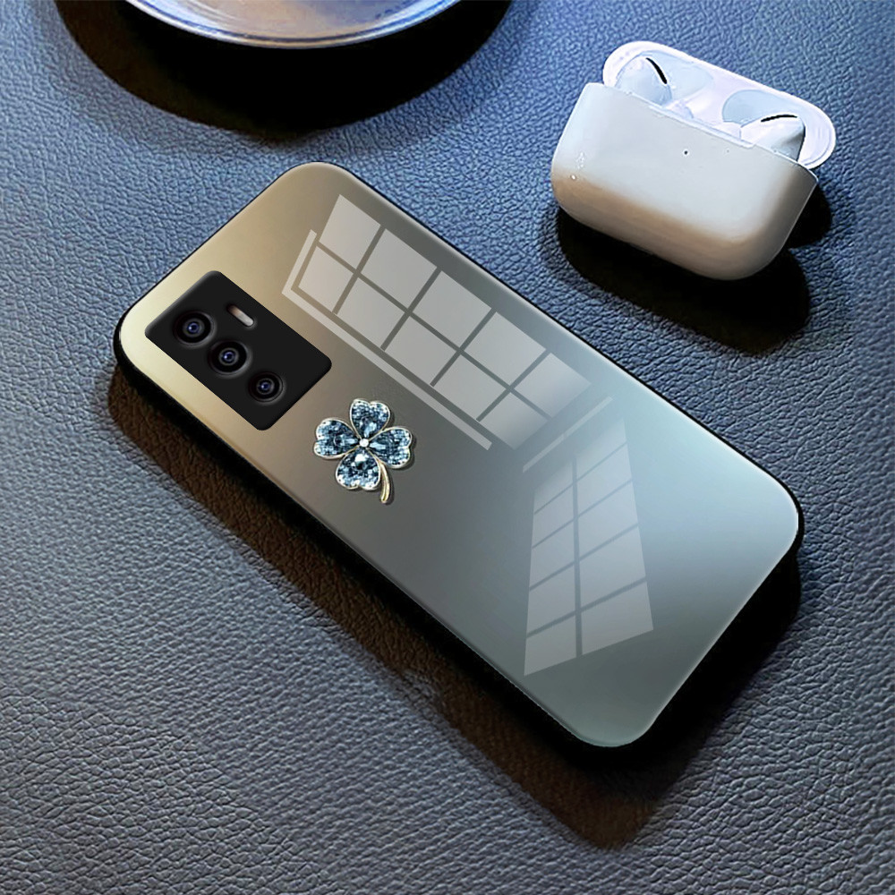 Bunga Logam Kaca glass mirror Case cesing kesing untuk Vivo V30 pro V29 V29E V27 pro V27E V25 V25E V