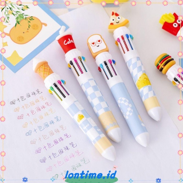 

Vee Lontime 3Pcs/Set Bolpoin Fast Food Sekolah Perlengkapan Kantor Hadiah