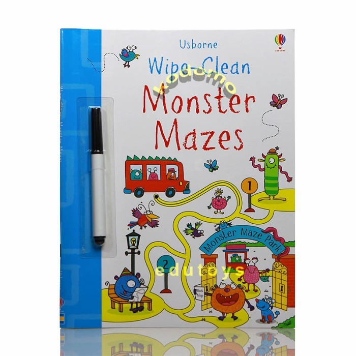 

Bana Usborne Wipe-Clean Monster Mazes, Buku Aktivitas Anak