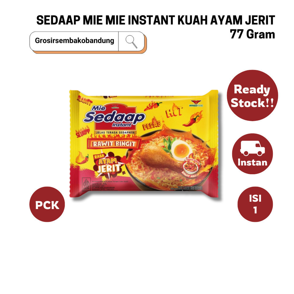 

SEDAAP MIE MIE INSTANT KUAH AYAM JERIT PCK 77g - 1 Pcs - Kota Bandung
