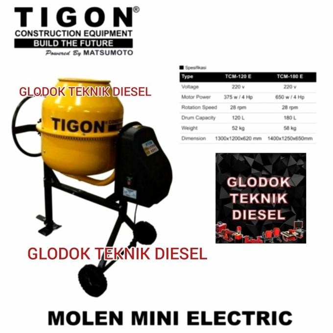 MESIN ADUK SEMEN MOLEN BETON TIGON TCM-180 E ORIGINAL
