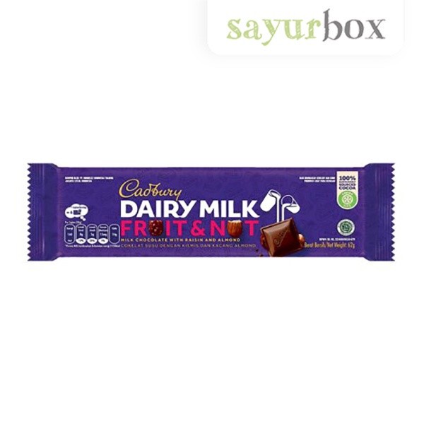 

Cadbury Chocolate Dairy Milk Fruit & Nut 62 gram Sayurbox