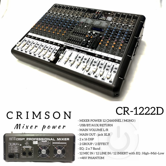 POWER MIXER PREMIUM CRIMSON CR-1222FX usb