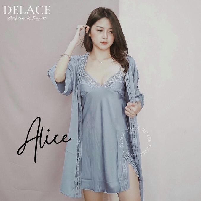 ALICE Del Lingerie Set Kimono Dress Satin Silk Premium