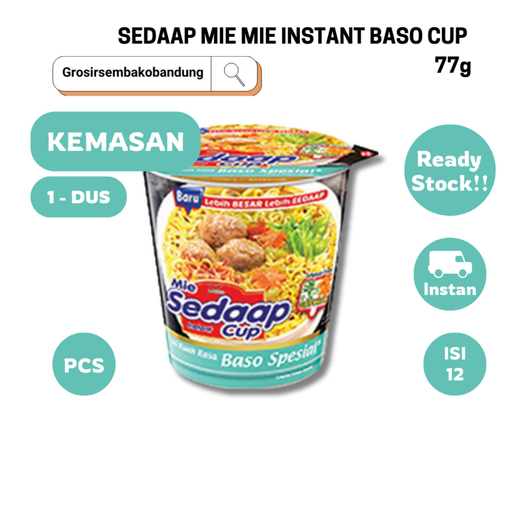 

SEDAAP MIE MIE INSTANT BASO CUP 72/77g - 1 Dus - Kota Bandung