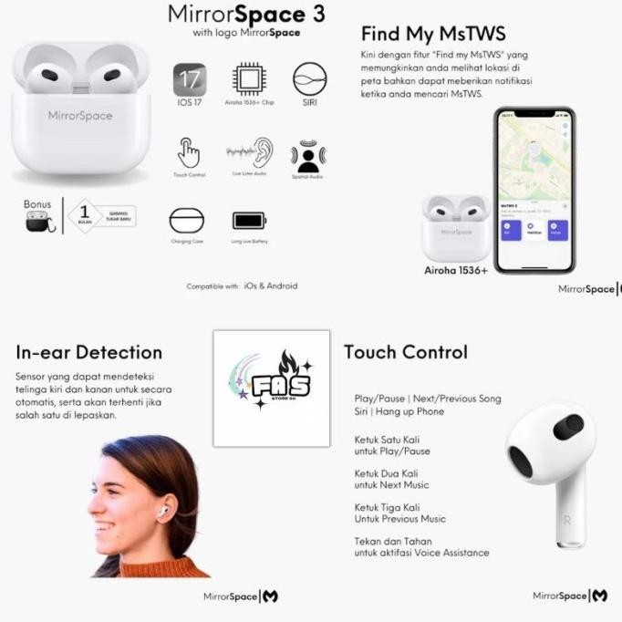 PROMO MirrorSpace Gen 3 Wireless Charging Case TWS Bluetooth