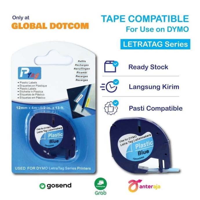 

DYMO LETRATAG LABEL TAPE BLUE PLASTIC 12MM ORIGINAL DAN TERPERCAYA