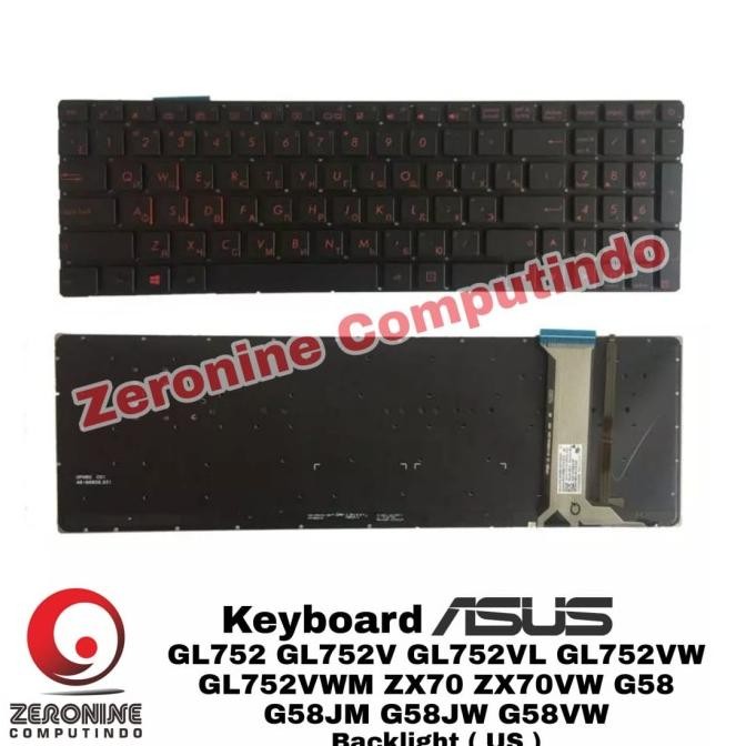 Ready Stock Keyboard Asus Rog Gl752 Gl752V Gl752Vl Gl752Vw Zx70 G58 G58J G58V