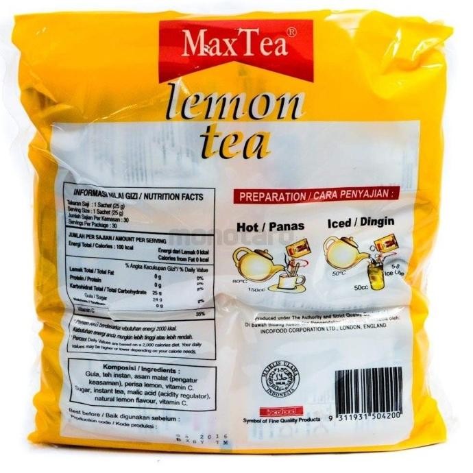 

TERBARU MAX TEA LEMON TEA (25 GRAM X 30 SACHET) !!!!!