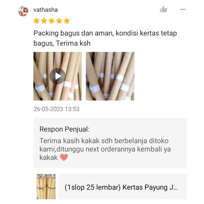 

ORIGINAL (1slop 25 lembar) Kertas Payung Jumbo 90120 cm/Kertas Kado Bungkus Coklat/Kertas Payung/Kraft GA24