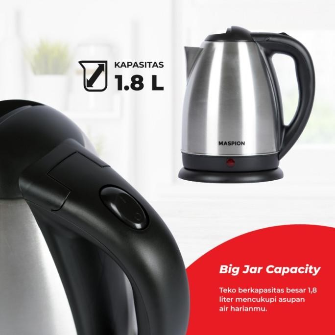 Maspion MEK1802KS - Kettle Listrik 1.8 L 500W-Pemasak Air Listrik-Pemasak Air-Teko Listrik-New Arriv