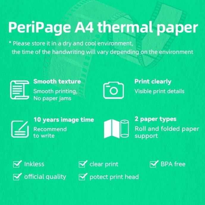 

COD PERIPAGE Kertas A4 Paper Thermal HVS Kertas Quick Dry Long Storage Roll Dan Lembar gi-57