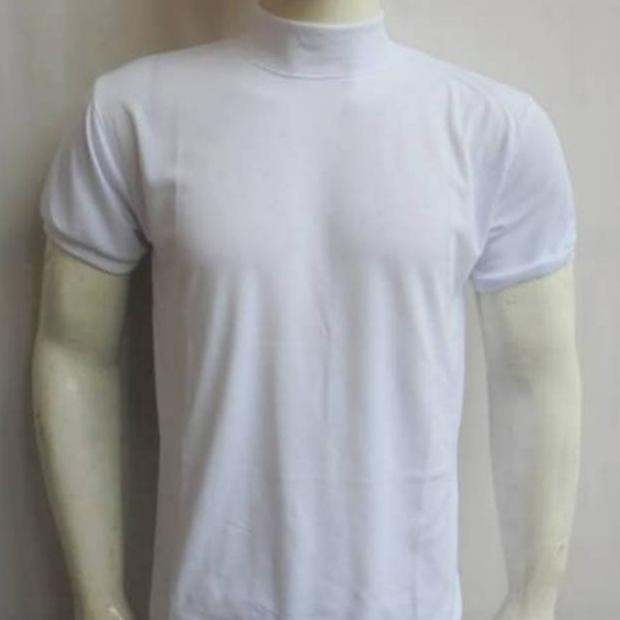 Hot Kaos Kerah Tinggi Katun Tebal/Kaos Hitam Polos/Kaos Kerah Tinggi Putih Polos/Baju Kerah Tinggi M