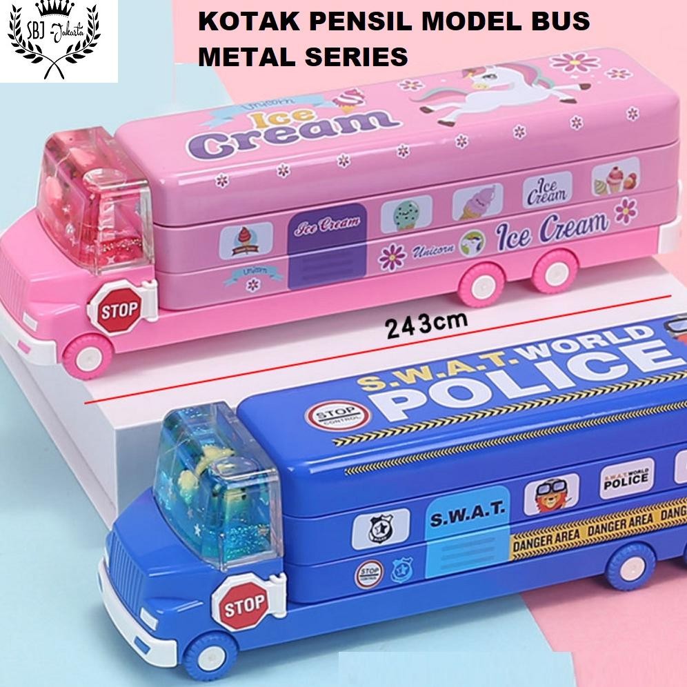 

ORIGINAL Tempat pensil Kotak pensil Bus Double Decker Metal Series unik lucu fth-56