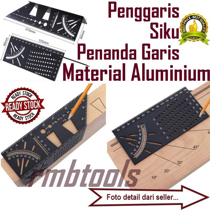 

Ready Penggaris Siku Penanda Garis Angle Rule Mark Line 3D Gauge T Aluminium