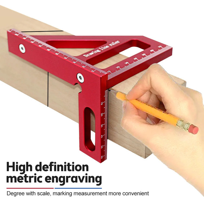 

Ready Penggaris Siku Segitiga Siku Aluminium Multi-Angle Woodworking Ruler