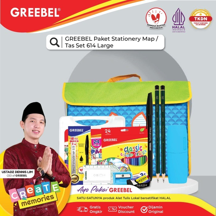 

Ready GREEBEL Paket Tas Set 614 Large/Stationary/Stationery/Alat Tulis Set