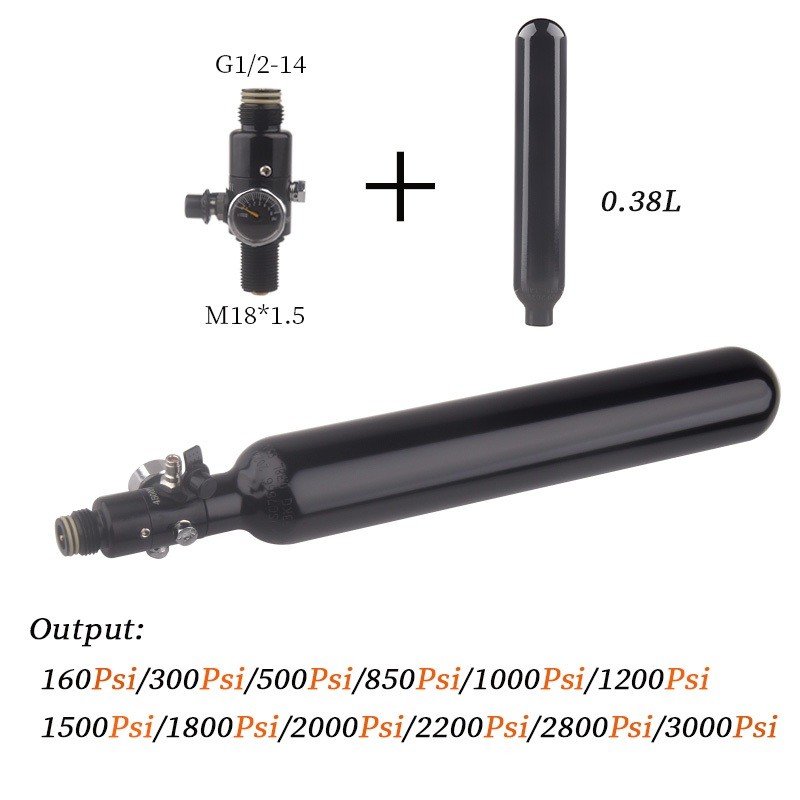 HPA 200BA 3000PSI M18*1.5 Tangki Udara 300BAR 4500PSI Regulator Tekanan PCP Silinder Gas Isi Ulang M