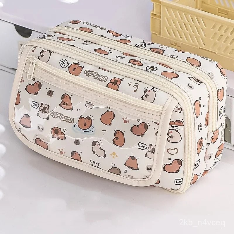 

1 Piece Cute Capybara Pencil Case for Student Cartoon Anime Cat Paw Creative Pencil Bag High Capacity Stationery Storage Bag OILB