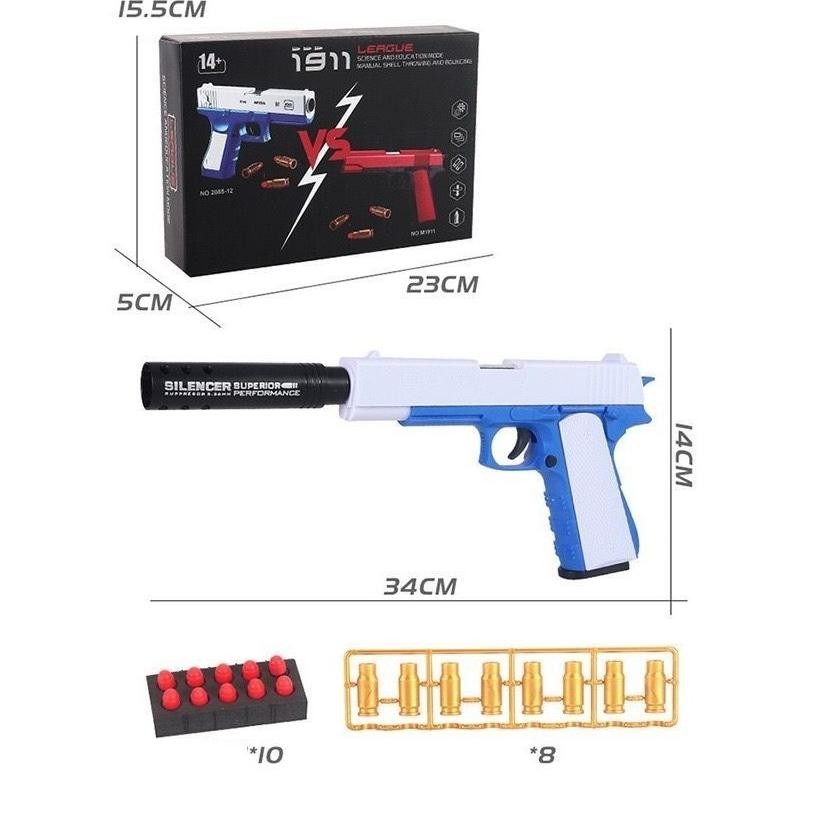 Viral Mainan Anak Pistol Plastik 1911 Tembakan Plastik Eva Soft Bullet Series Tembakan Pistol Mainan
