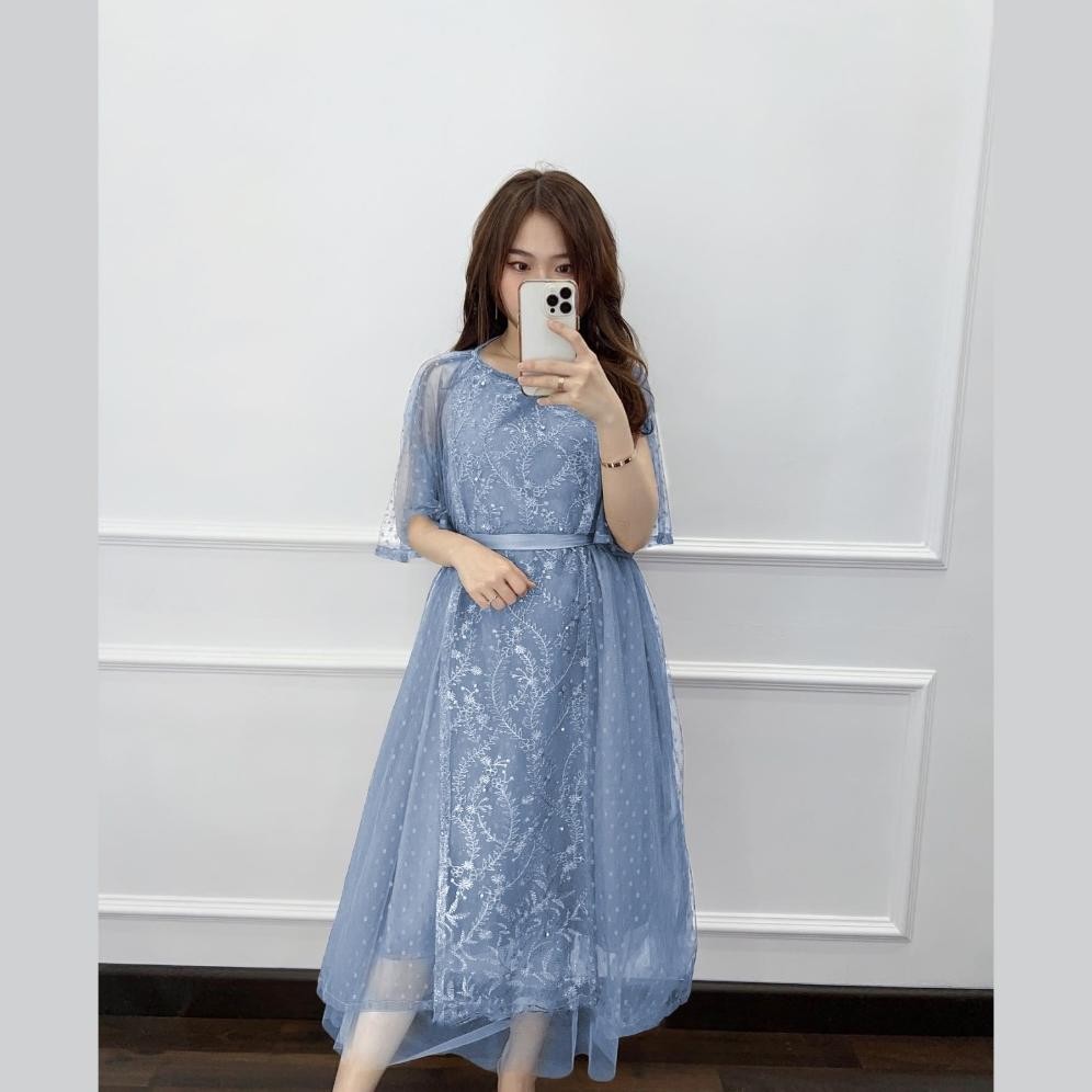 Hot Sale Dress Brukat Natal Edisi Warna Biru Dress Christmas Skyblue Gaun Seragam Bridesmaid Dress P