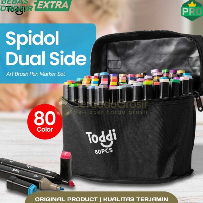 

Ba Toddi Spidol Dual Side Fine Art Brush Pen Art Marker Set 80 Color -