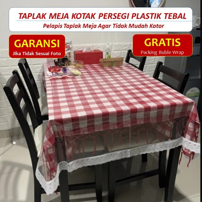 Galih Taplak Meja Makan Persegi Kotak Plastik Bening Polos Tebal Besar