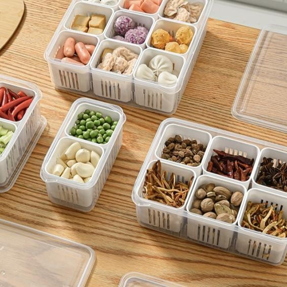 Kotak Sekat Saringan Yimpan Makanan Kulkas Freezer Food Storage Container Plastik Pp5 Food Grade Ber
