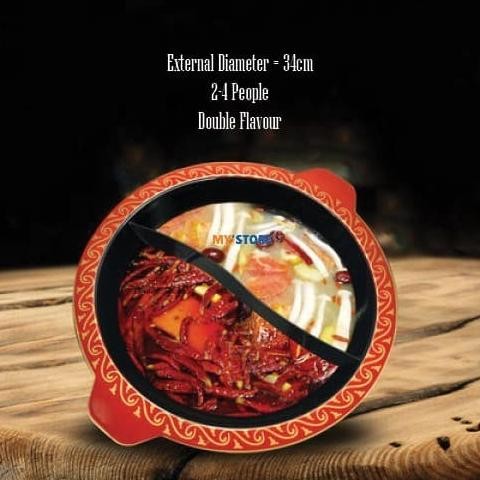 Jual Panci Hotpot 2 Rasa Naga Shabu Shabu Steamboat Hitam Merah Emas Resto